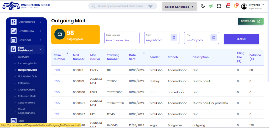 Outgoing Mail Dashboard - Help Site